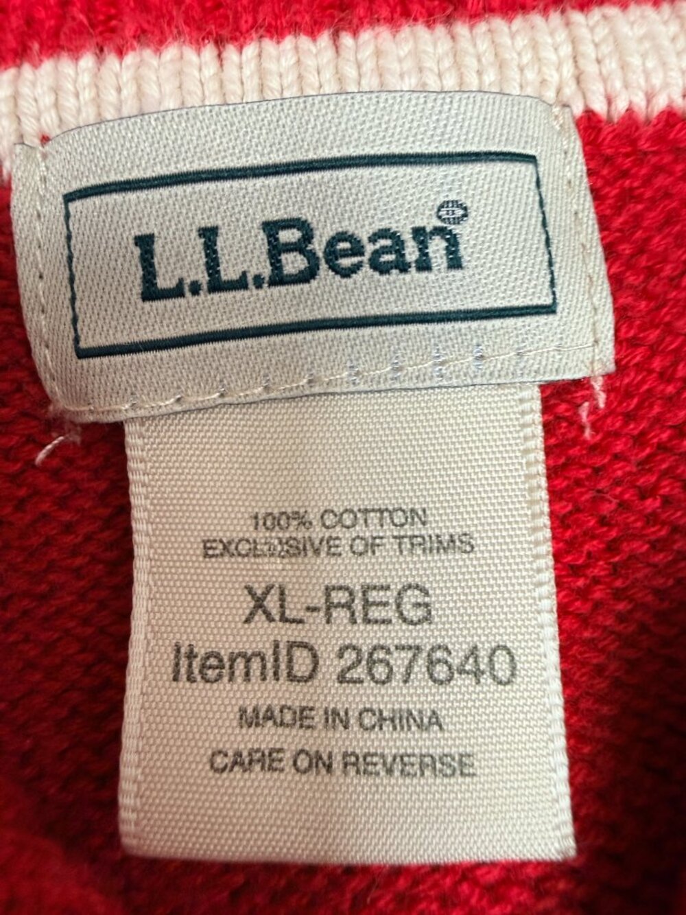 L.L. BEAN Women's EUC Cotton Knit Toggle Front Sweater Red | Size XL - Picture 6 of 7